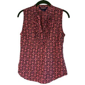 Vineyard Vines Women's Pink Printed Sleeveless Silk Blend Top Size 2